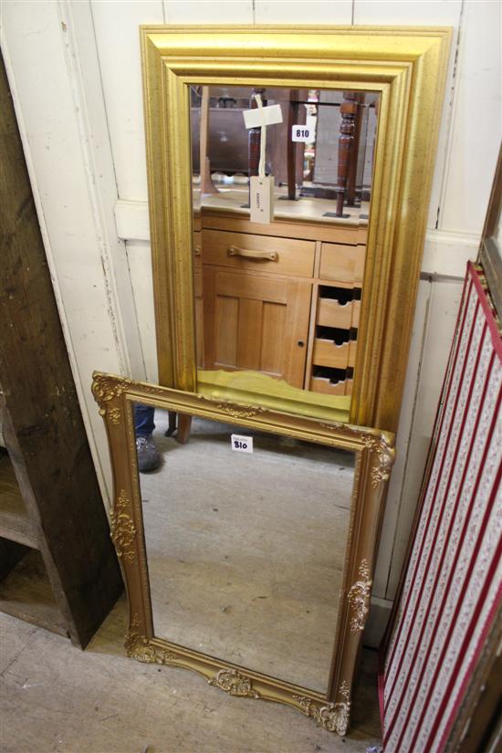 Gilt-framed rectangular wall mirror & another